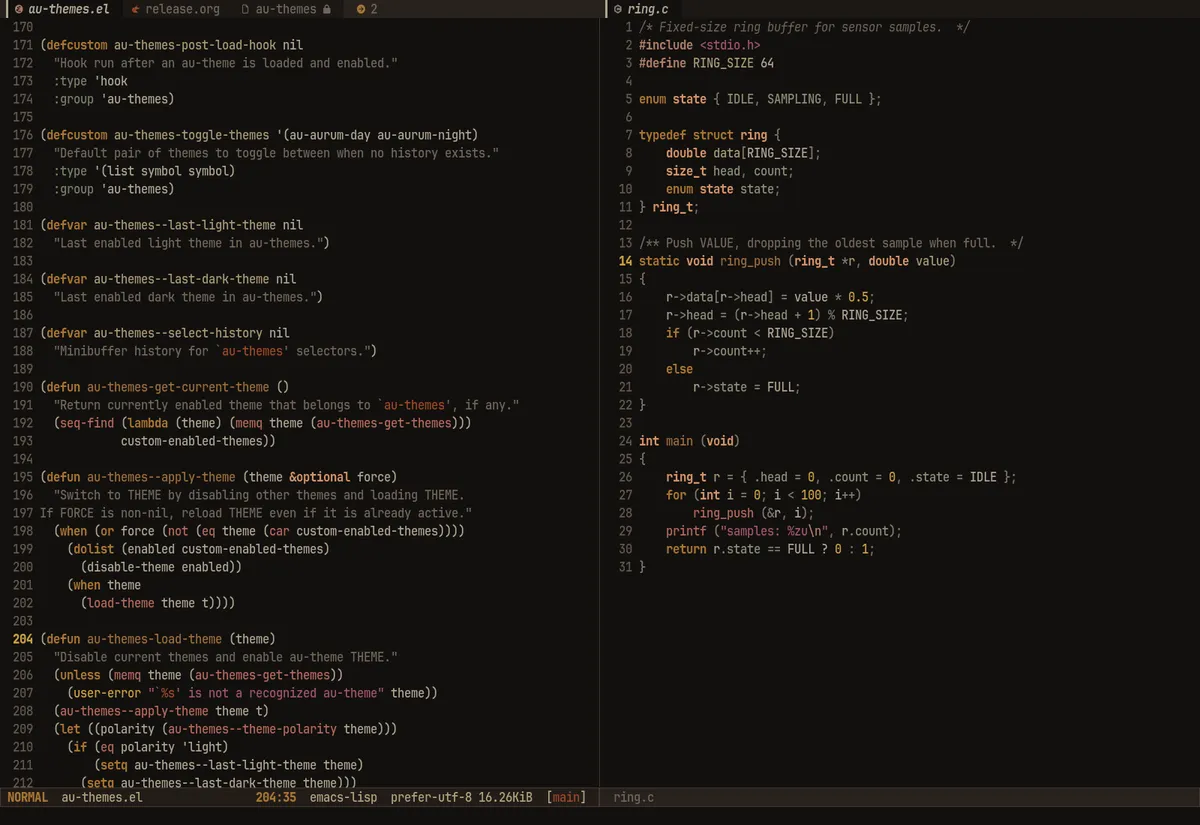au-aurum-night theme code sample