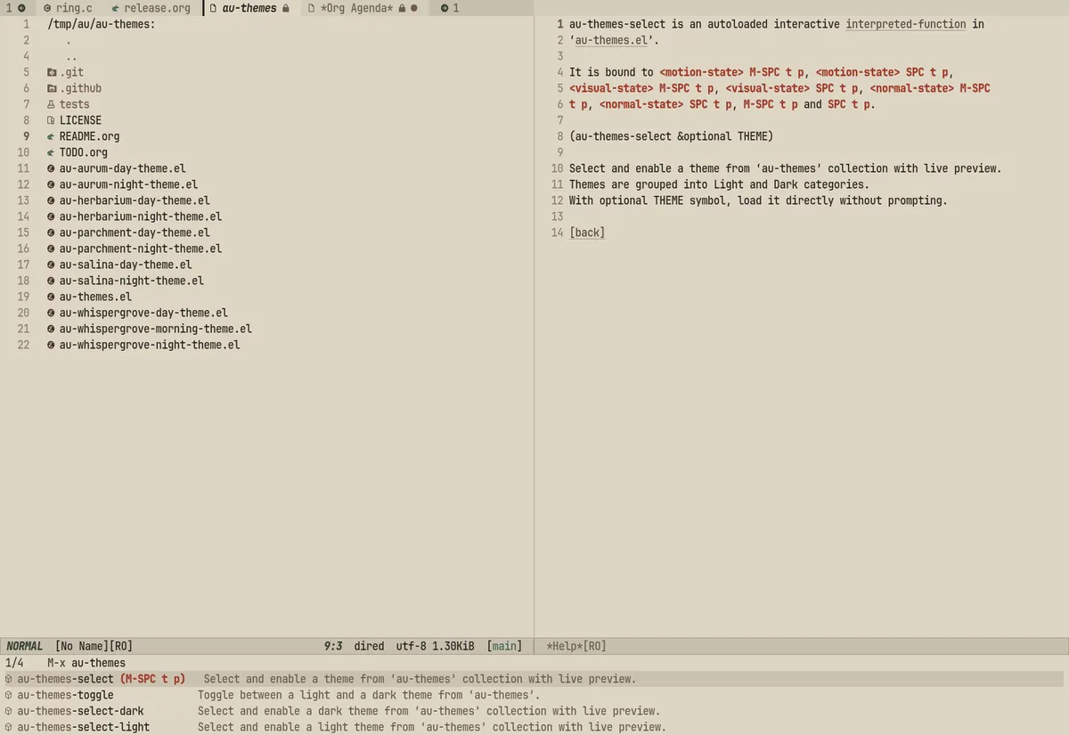 au-parchment-day theme Dired and completion sample